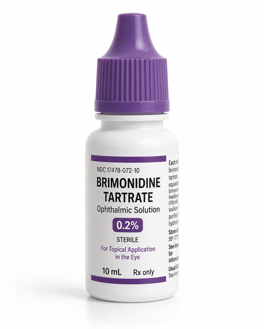 Brimonidine tartrate 0.2% eye drops bottle for glaucoma