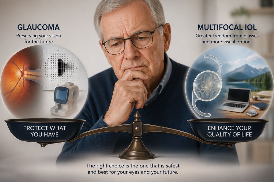 Glaucoma and premium cataract lens implants