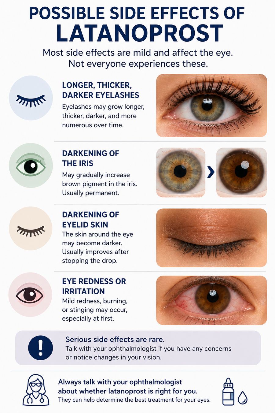 Possible side effects of latanoprost eye drops